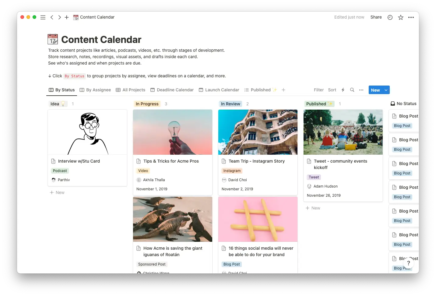 Vignette du modèle de calendrier de contenu